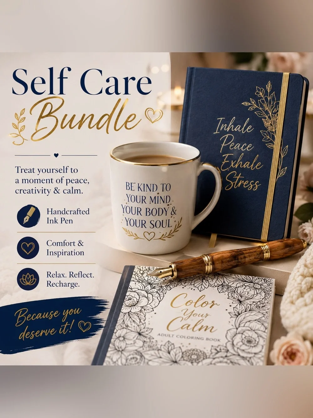 Be Kind White and Gold Ceramic Mug - Inspirational Home Dining Mug